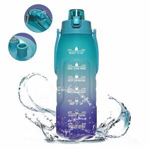 Tritan 1 Gallon Water Bottle with 2 in 1 Lids (Chug and Straw) Royal Blue